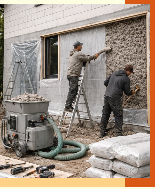 Утепление дома из газобетона эковатой в Колпине от 4642 руб./м2 | ТепломастерКлп